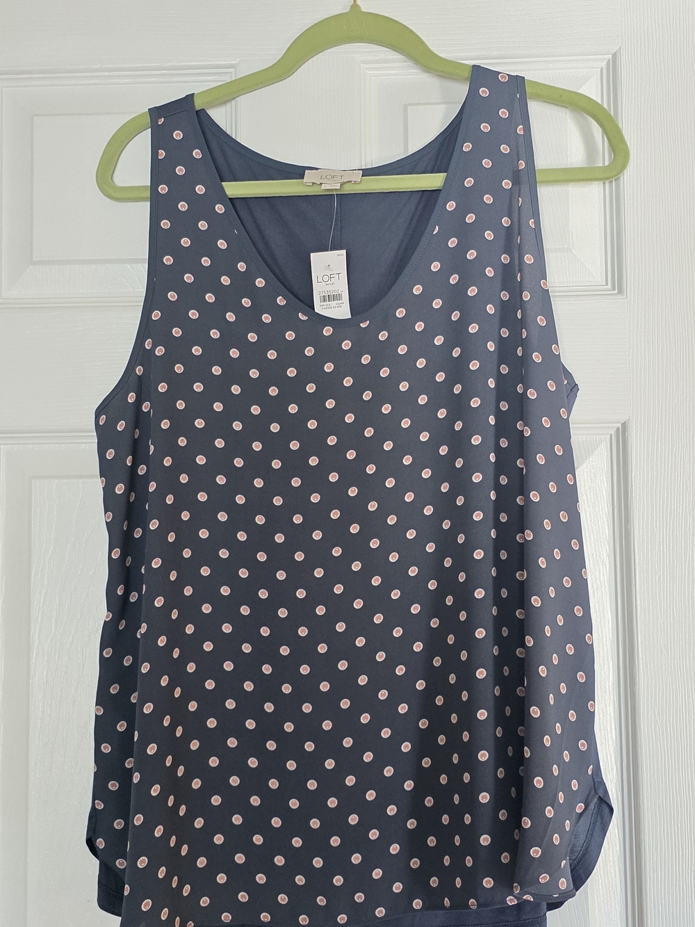 LOFT Navy Tank Top with Pink Polka Dots